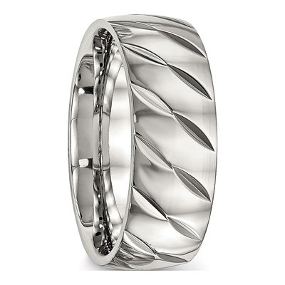 Stainless Steel Diamond-Cut Wedding Band – view 4