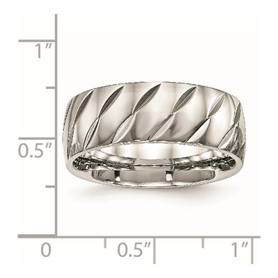 Stainless Steel Diamond-Cut Wedding Band – view 6