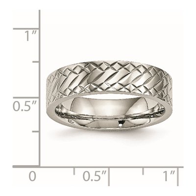 Stainless Steel 6mm Criss Cross Wedding Band – view 6