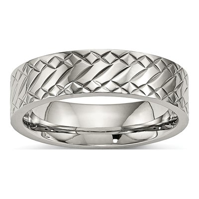 Stainless Steel 6mm Criss Cross Wedding Band