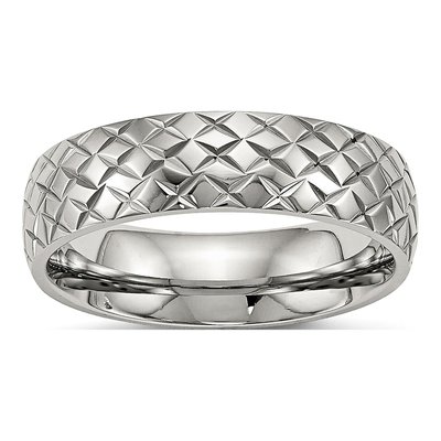 Stainless Steel 6mm Criss Cross Wedding Band