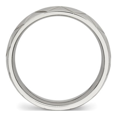 Stainless Steel 6mm Criss Cross Wedding Band – view 2