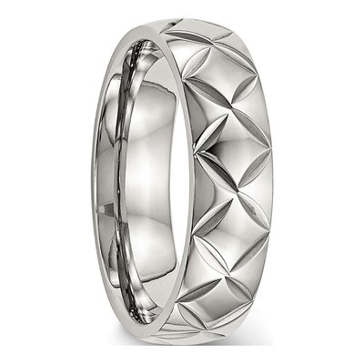 Stainless Steel 6mm Criss Cross Wedding Band – view 4