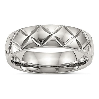 Stainless Steel 6mm Criss Cross Wedding Band