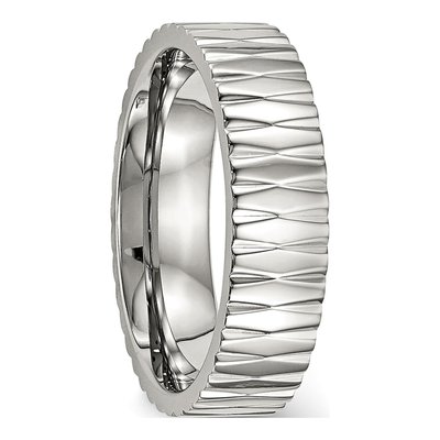 Stainless Steel 6mm Textured Wedding Band – view 4