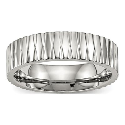 Stainless Steel 6mm Textured Wedding Band