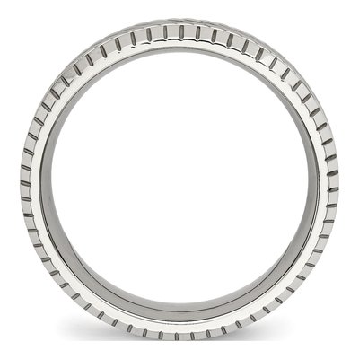 Stainless Steel 7mm Grooved Wedding Band – view 2