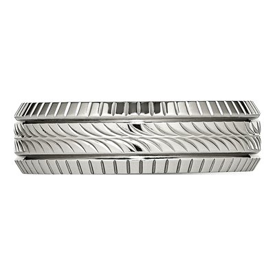 Stainless Steel 7mm Grooved Wedding Band – view 3