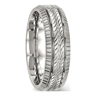 Stainless Steel 7mm Grooved Wedding Band – view 4