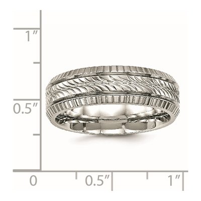 Stainless Steel 7mm Grooved Wedding Band – view 6