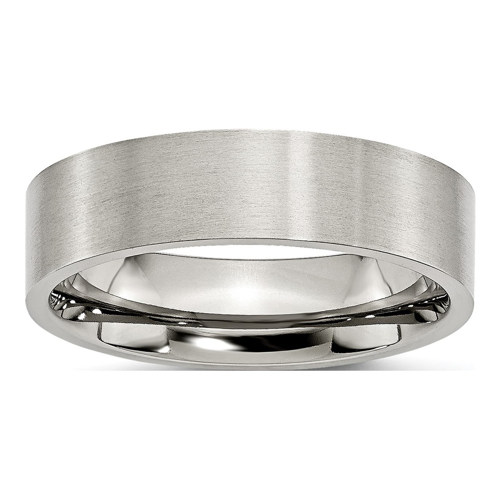 Stainless Steel 6mm Flat Comfort-Fit Wedding Band