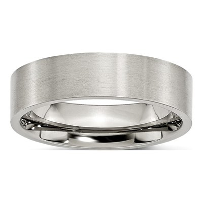 Stainless Steel 6mm Flat Comfort-Fit Wedding Band