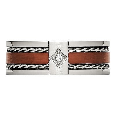 Stainless Steel Diamond IP Wedding Band – view 6