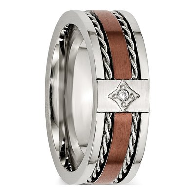 Stainless Steel Diamond IP Wedding Band – view 7