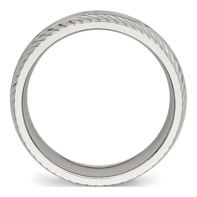 Stainless Steel Diamond-Cut Wedding Band – view 2