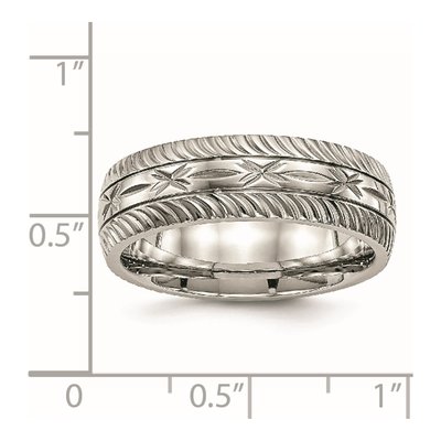 Stainless Steel Diamond-Cut Wedding Band – view 6