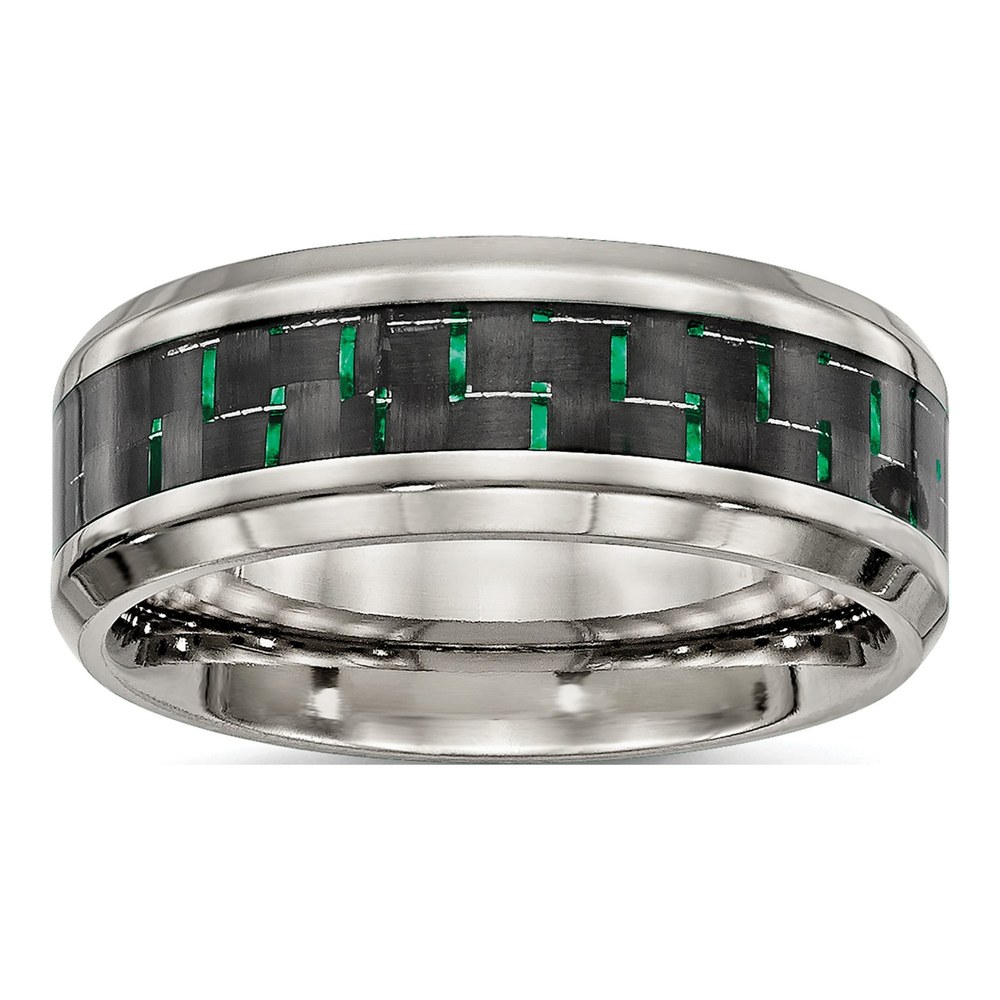 Men's Stainless Steel Carbon Fiber Wedding Band, 8mm