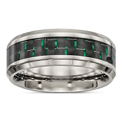 Stainless Steel 8mm Carbon Fiber Wedding Band