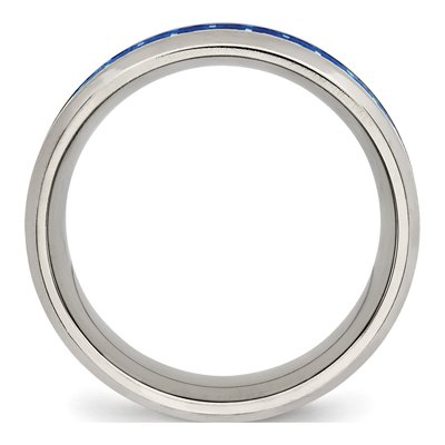 Stainless Steel 8mm Blue Carbon Fiber Wedding Band – view 3