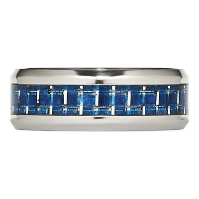 Stainless Steel 8mm Blue Carbon Fiber Wedding Band – view 4