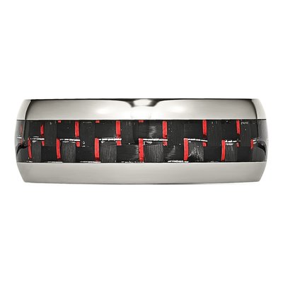 Stainless Steel 8mm Black Red Carbon Fiber Wedding Band – view 4