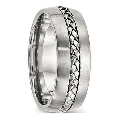 Stainless Steel 8mm Braided Wedding Band – view 4