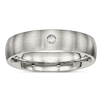 Stainless Steel CZ Wedding Band
