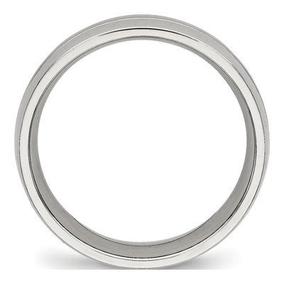 Stainless Steel 6.5mm Grooved Wedding Band – view 2