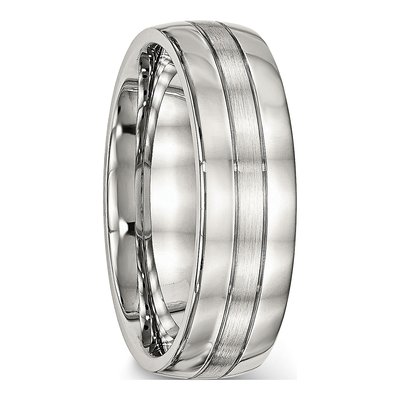 Stainless Steel 6.5mm Grooved Wedding Band – view 4