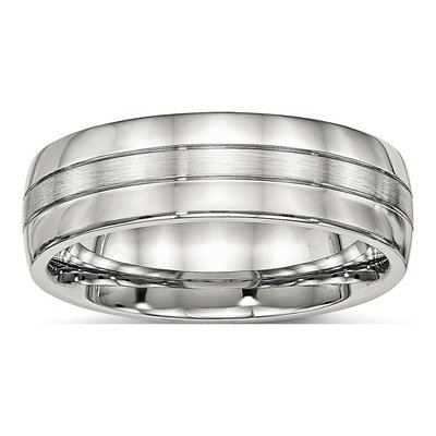 Stainless Steel 6.5mm Grooved Wedding Band
