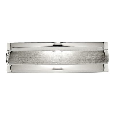 Stainless Steel CZ Wedding Band – view 4