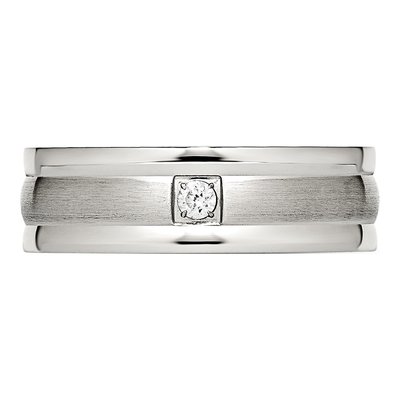 Stainless Steel CZ Wedding Band – view 5