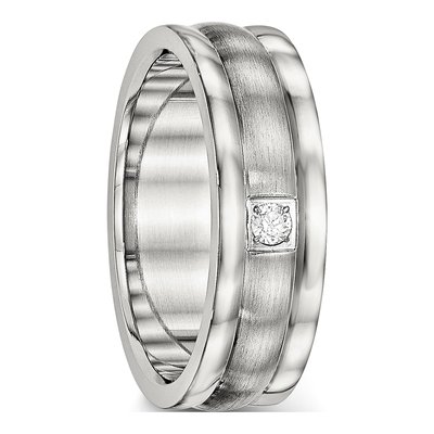 Stainless Steel CZ Wedding Band – view 6