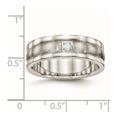 Stainless Steel CZ Wedding Band – view 8