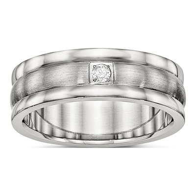 Stainless Steel CZ Wedding Band