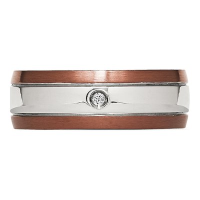 Stainless Steel 1/20 ct tw Diamond IP Wedding Band – view 5