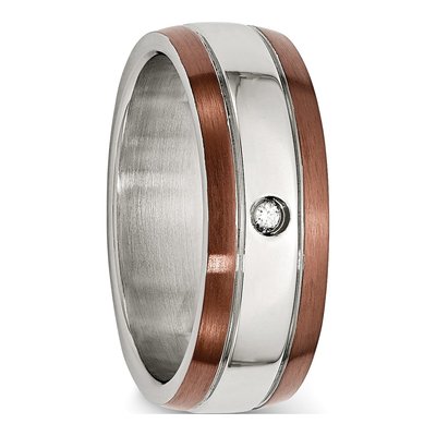 Stainless Steel 1/20 ct tw Diamond IP Wedding Band – view 6