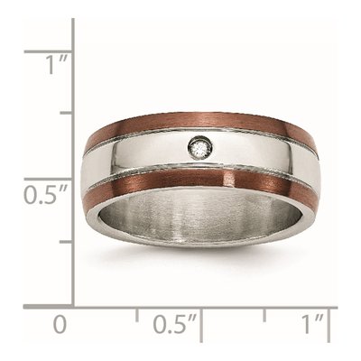 Stainless Steel 1/20 ct tw Diamond IP Wedding Band – view 8