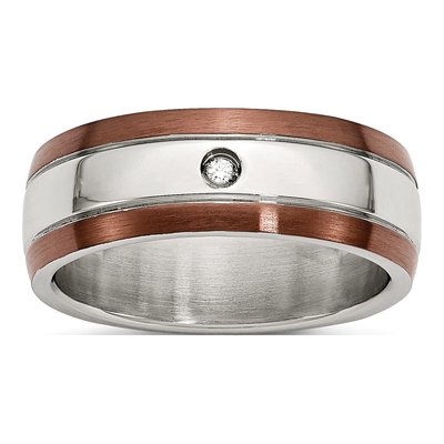 Stainless Steel 1/20 ct tw Diamond IP Wedding Band