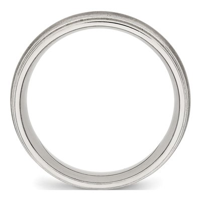 Stainless Steel 7mm Ridged Wedding Band – view 3