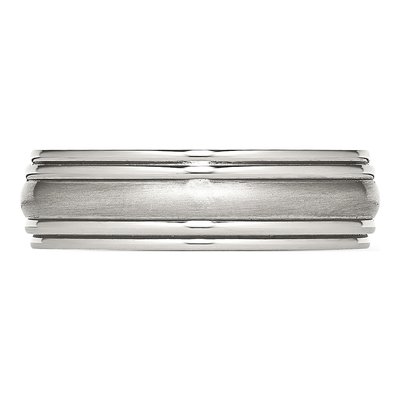 Stainless Steel 7mm Ridged Wedding Band – view 4