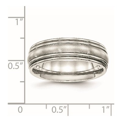 Stainless Steel 7mm Ridged Wedding Band – view 7