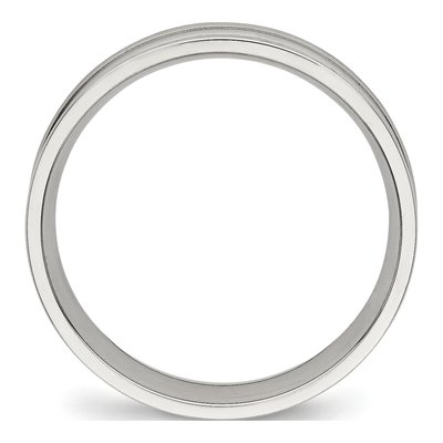 Stainless Steel 5mm Ridged Wedding Band – view 3