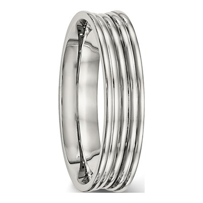 Stainless Steel 5mm Ridged Wedding Band – view 5