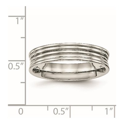 Stainless Steel 5mm Ridged Wedding Band – view 7