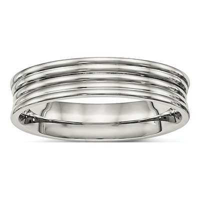 Stainless Steel 5mm Ridged Wedding Band