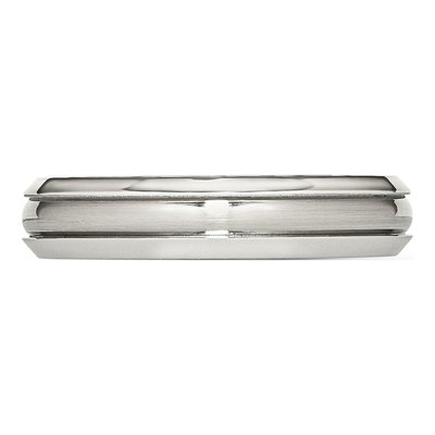 Stainless Steel 5mm Ridged Wedding Band – view 4
