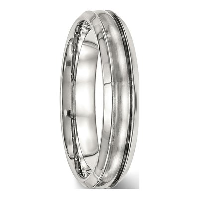 Stainless Steel 5mm Ridged Wedding Band – view 5