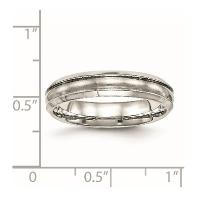 Stainless Steel 5mm Ridged Wedding Band – view 7