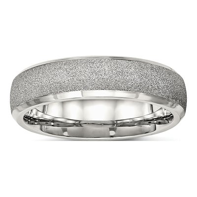 Stainless Steel 6mm Laser-Cut Wedding Band